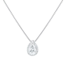 12143327 - 18ct White Gold 0.40cttw Pear Halo Diamond Pendant