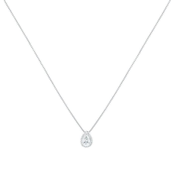 Goldsmiths 18ct White Gold 0.40ct Pear Halo Goldsmiths Brightest Diamond Pendant