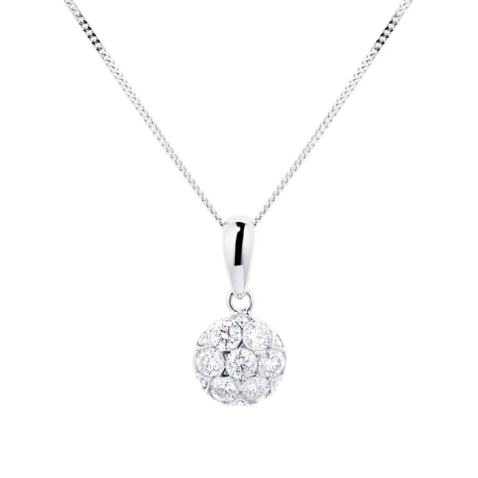 9ct White Gold 0.30ct Round Cluster Pendant