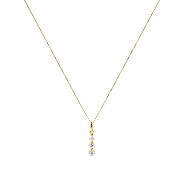 Goldsmiths 9ct Yellow Gold 0.50ct Diamond Three Stone Pendant