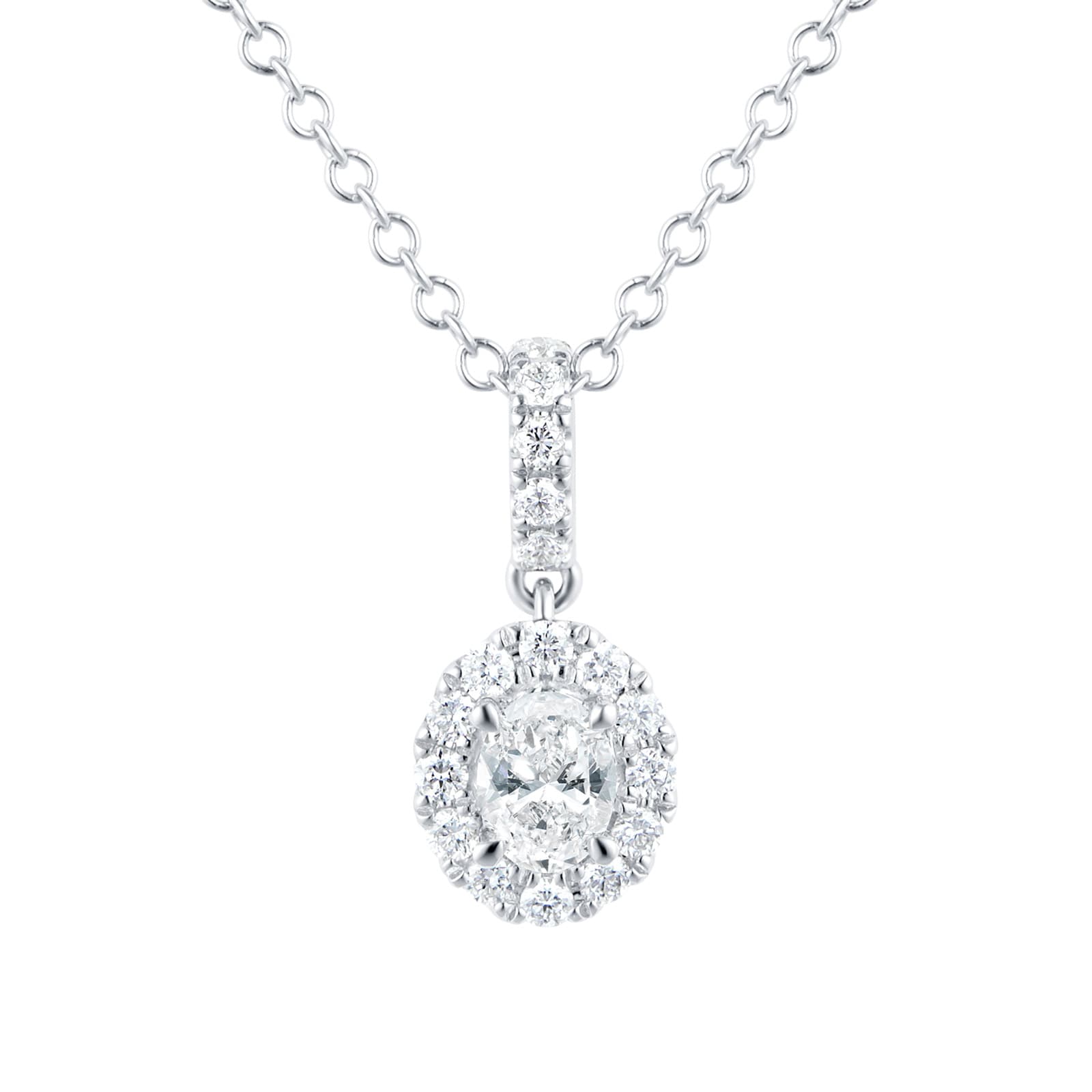 Amelia 18ct White Gold 0.50ct Diamond Oval Pendant