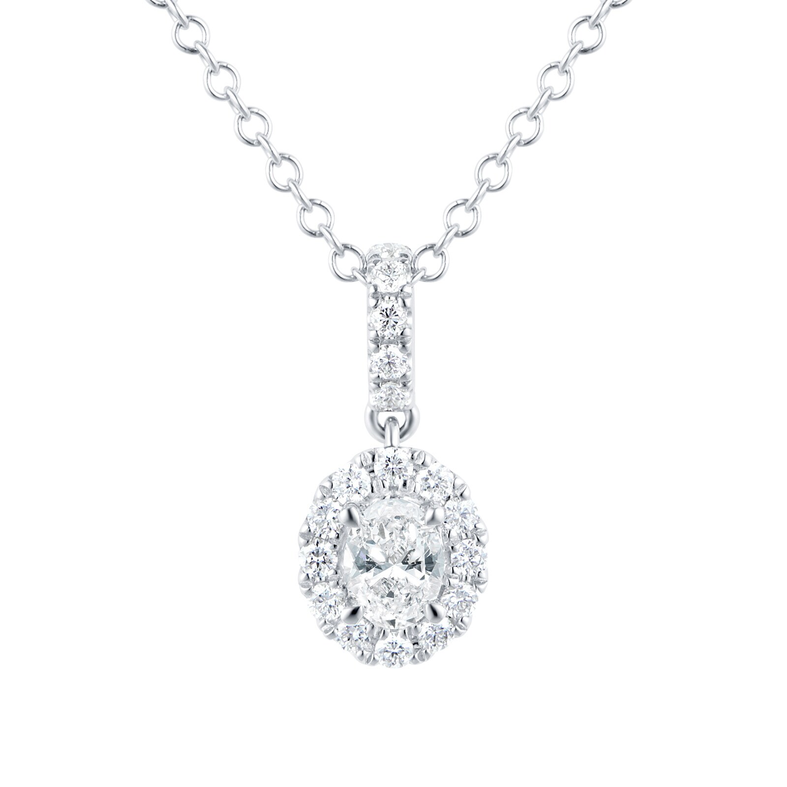 Mappin & Webb Amelia 18ct White Gold 0.50ct Diamond Oval Pendant Mappin & Webb Amelia 18ct White Gold 0.50ct Diamond Oval Pendant
