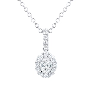 Mappin & Webb Amelia 18ct White Gold 0.50ct Diamond Oval Pendant