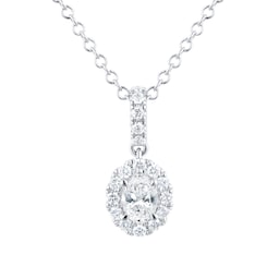 12143340 - Amelia 18ct White Gold 0.50ct Diamond Oval Pendant