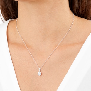 Mappin & Webb Amelia 18ct White Gold 0.50ct Diamond Oval Pendant