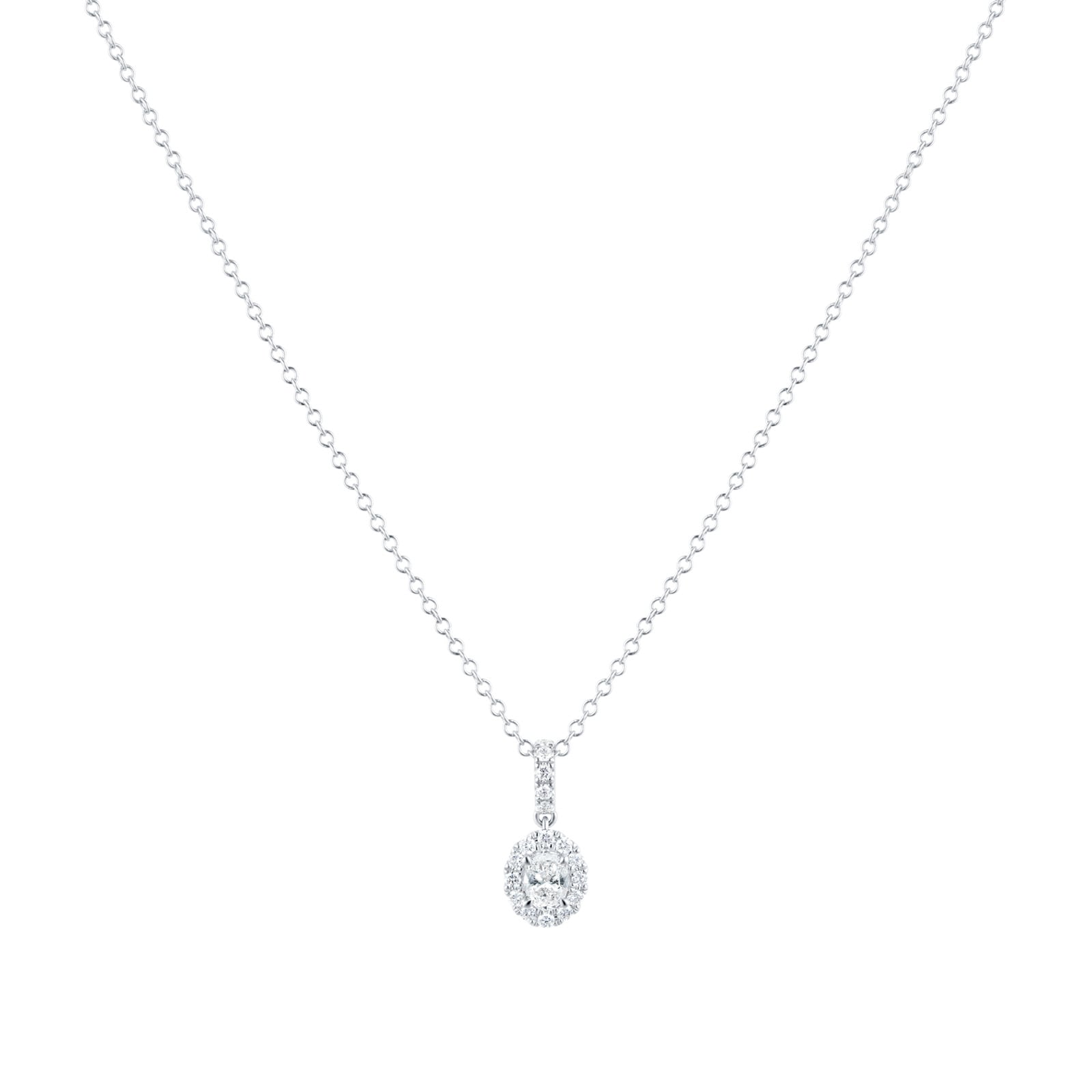 Mappin & Webb Amelia 18ct White Gold 0.50ct Diamond Oval Pendant Mappin & Webb Amelia 18ct White Gold 0.50ct Diamond Oval Pendant