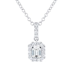 12143341 - Amelia 18ct White Gold 0.40ct Diamond Emerald Cut Pendant