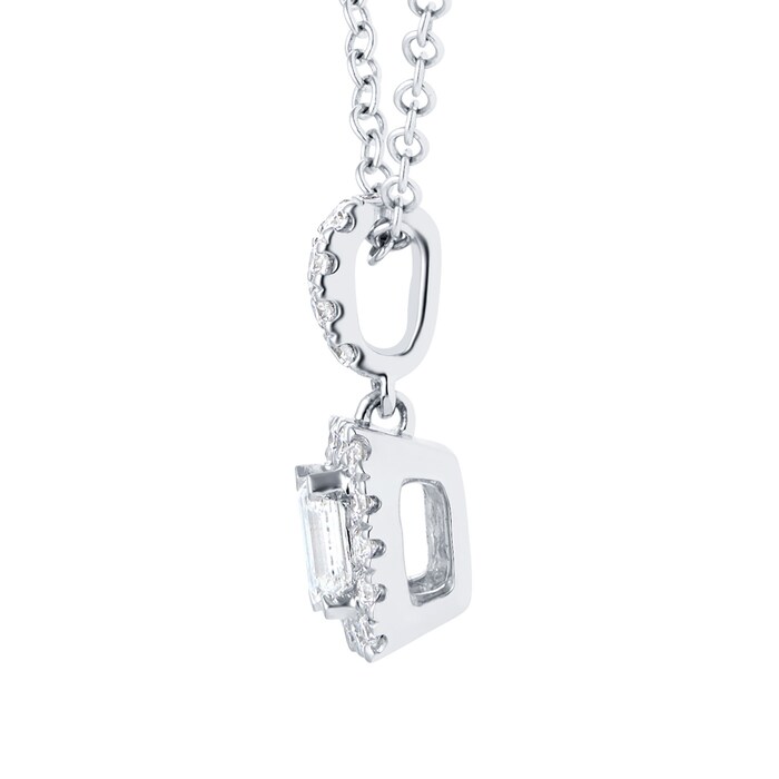 Mappin&Webb Amelia 18ct White Gold 0.40ct Diamond Emerald Cut Pendant