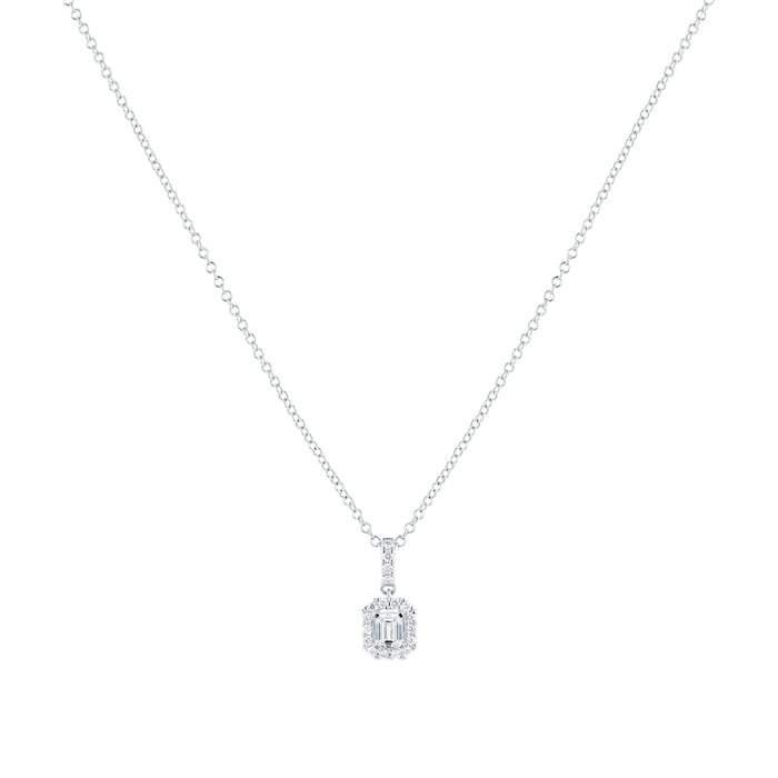 Mappin & Webb Amelia 18ct White Gold 0.40ct Diamond Emerald Cut Pendant