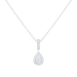 12143342 - Amelia 18ct White Gold 0.40ct Diamond Pear Pendant