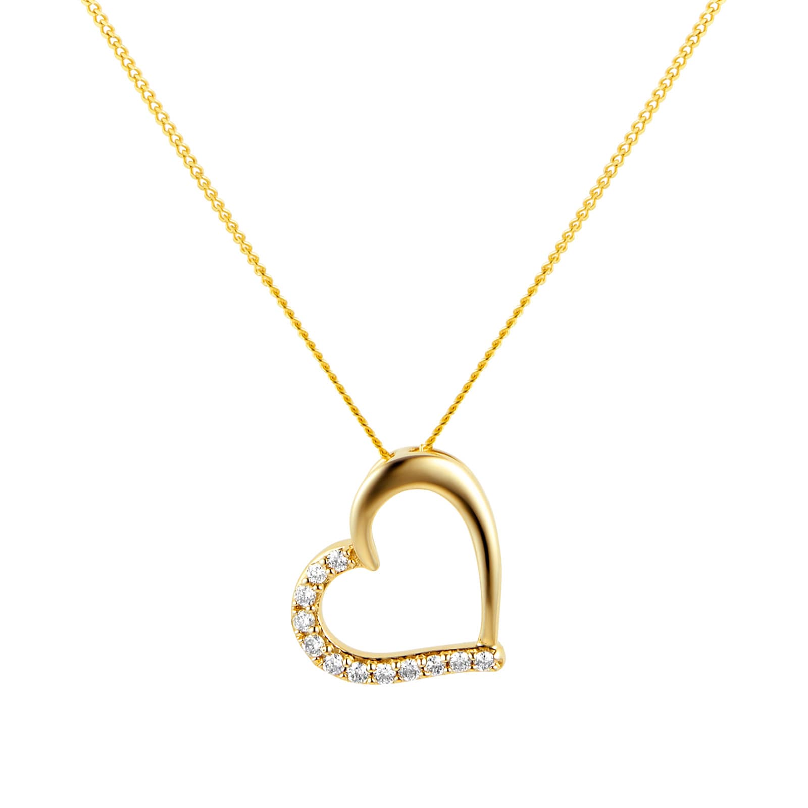 9ct Yellow Gold 0.08ct Diamond Heart Pendant