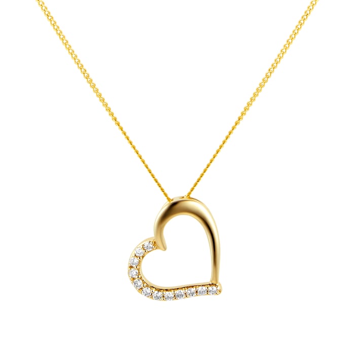 Goldsmiths 9ct Yellow Gold 0.08ct Diamond Heart Pendant