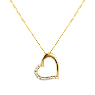 Goldsmiths 9ct Yellow Gold 0.08ct Diamond Heart Pendant