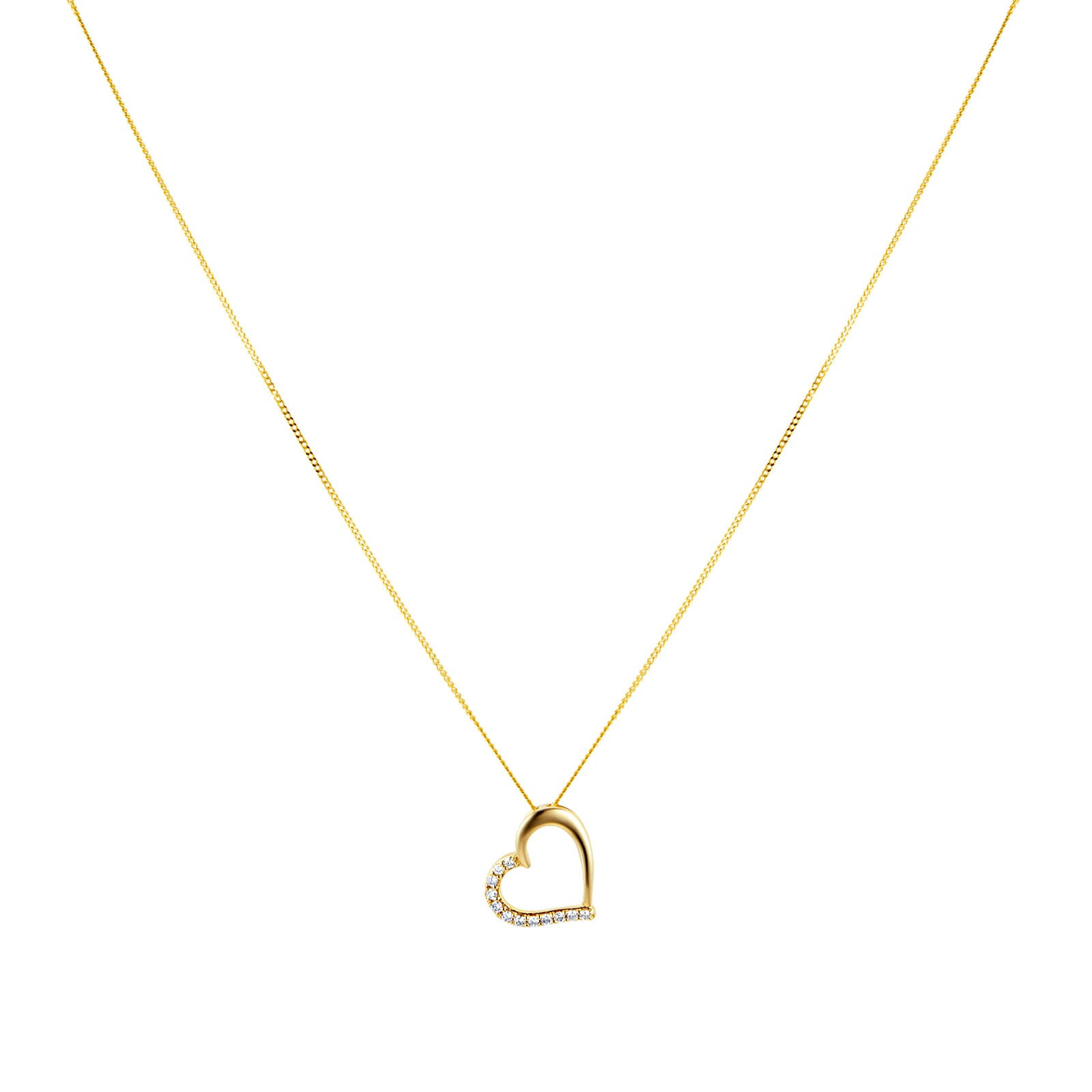 Goldsmiths 9ct Yellow Gold 0.08ct Diamond Heart Pendant