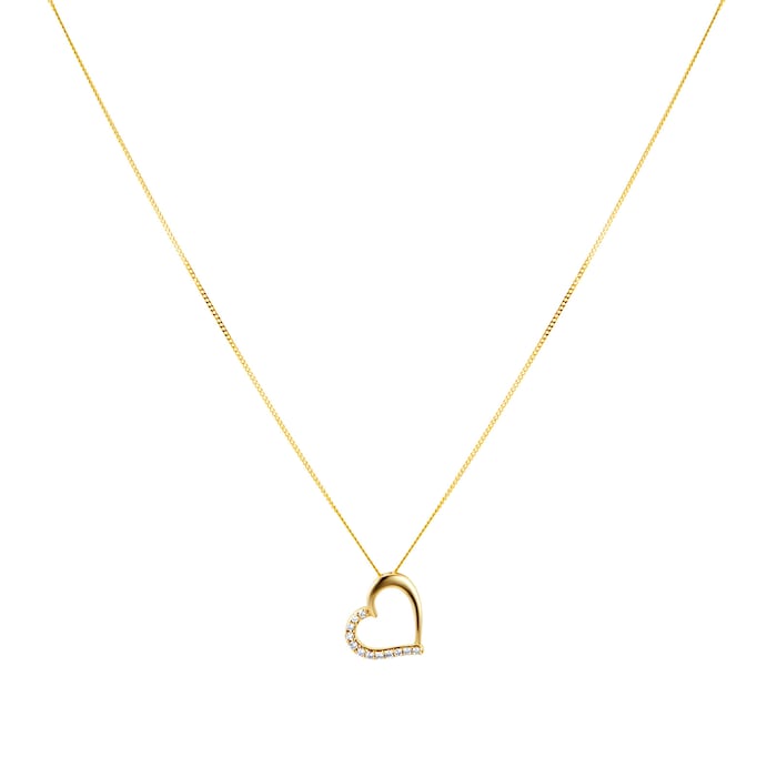 Goldsmiths 9ct Yellow Gold 0.08ct Diamond Heart Pendant