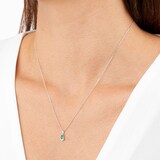 Goldsmiths 9ct White Gold Pear Cut Emerald & Diamond Pendant