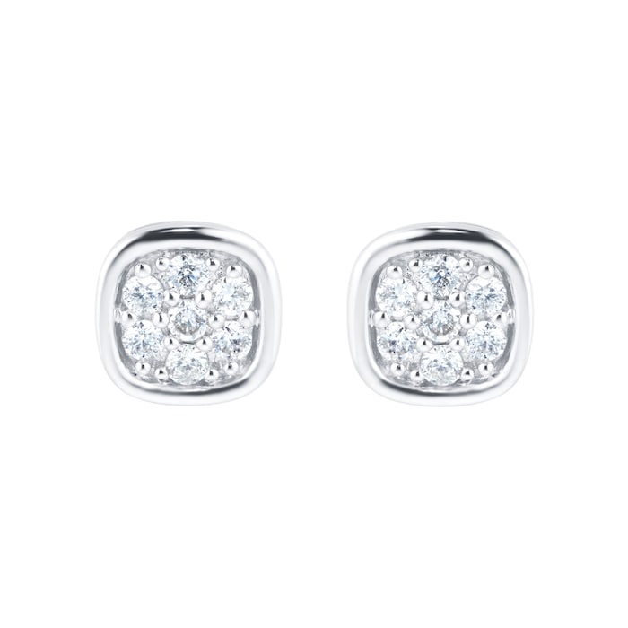 Goldsmiths 9ct White Gold 0.25ct Diamond Square Cluster Pendant & Earrings Set