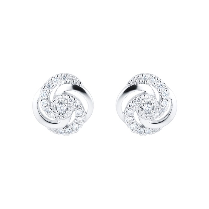 Mappin & Webb 9ct White Gold 0.26ct Diamond Knot Pendant & Earrings Set