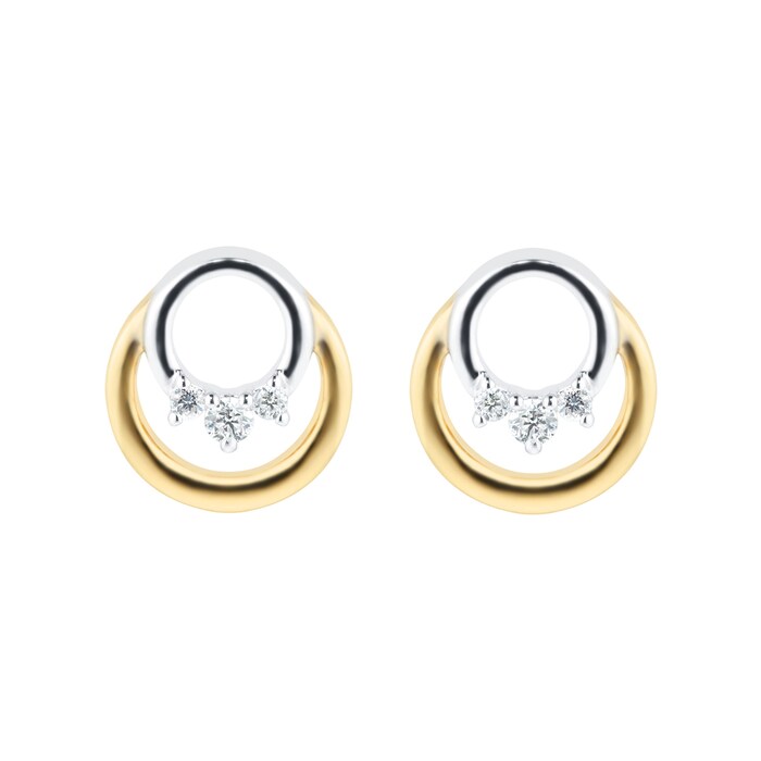 Goldsmiths 9ct Yellow Gold 0.08ct Diamond Open Circle Pendant & Earrings Set