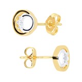 Goldsmiths 9ct Yellow Gold 0.08ct Diamond Open Circle Pendant & Earrings Set