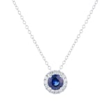 Mappin & Webb Amelia 18ct White Gold Sapphire & Diamond Halo Pendant