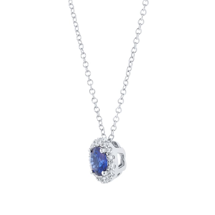 Mappin & Webb Amelia 18ct White Gold Sapphire & Diamond Halo Pendant