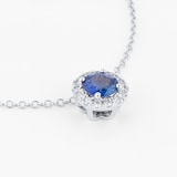 Mappin & Webb Amelia 18ct White Gold Sapphire & Diamond Halo Pendant