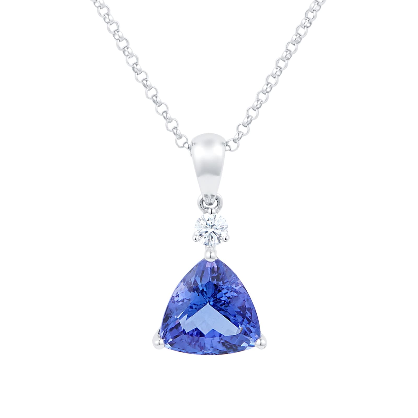 Mappin & Webb 18ct White Gold 0.10ct Diamond & 2.85ct Tanzanite Pendant