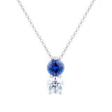 Mappin & Webb Platinum 0.70ct Diamond & 0.81ct Sapphire Pendant