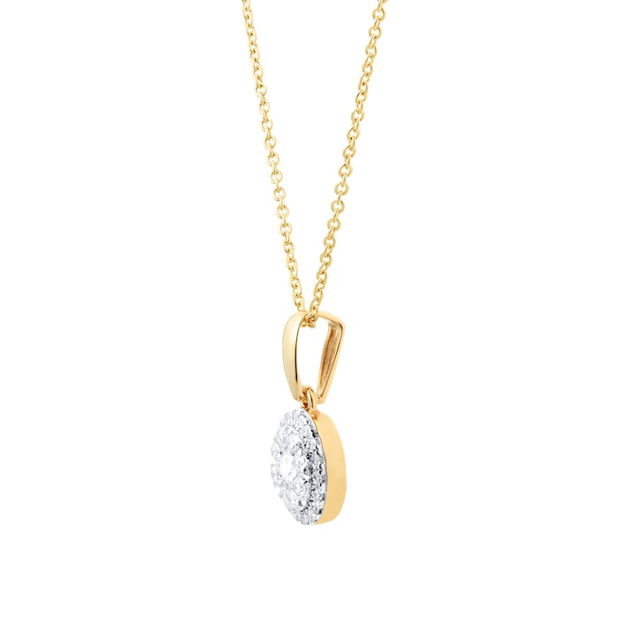 Goldsmiths 9ct Yellow Gold 0.30cttw Diamond Round Cluster Pendant