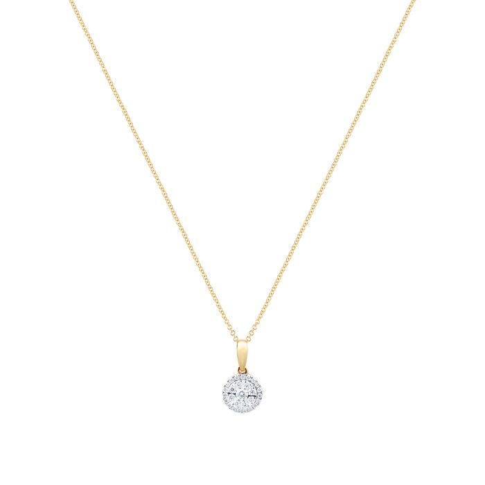 Goldsmiths 9ct Yellow Gold 0.30cttw Diamond Round Cluster Pendant