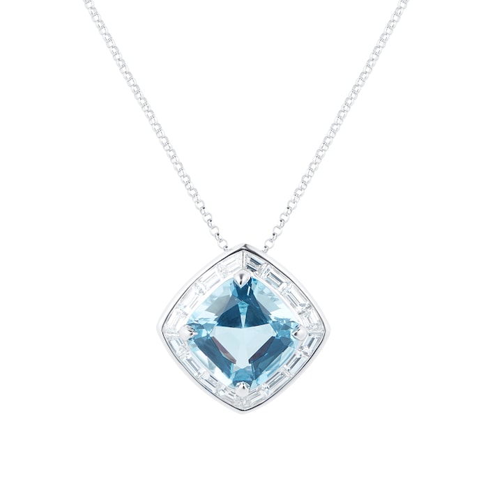 Mappin & Webb 18ct White Gold 1.08ct Diamond & 4.8ct Aquamarine Pendant