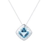 Mappin & Webb 18ct White Gold 1.08ct Diamond & 4.8ct Aquamarine Pendant