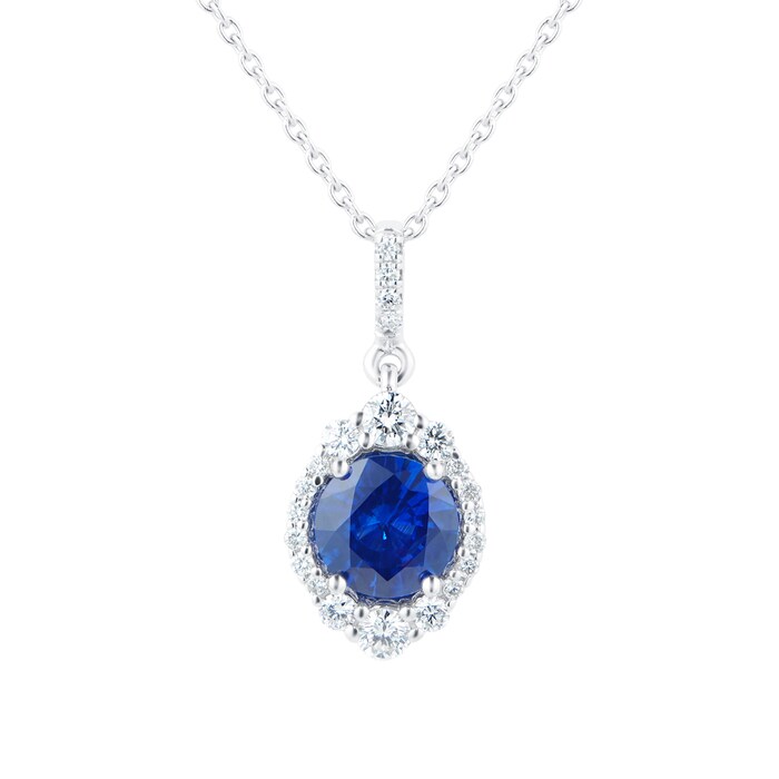 Mappin & Webb 18ct White Gold 0.28ct Diamond & 1.10ct Sapphire Pendant