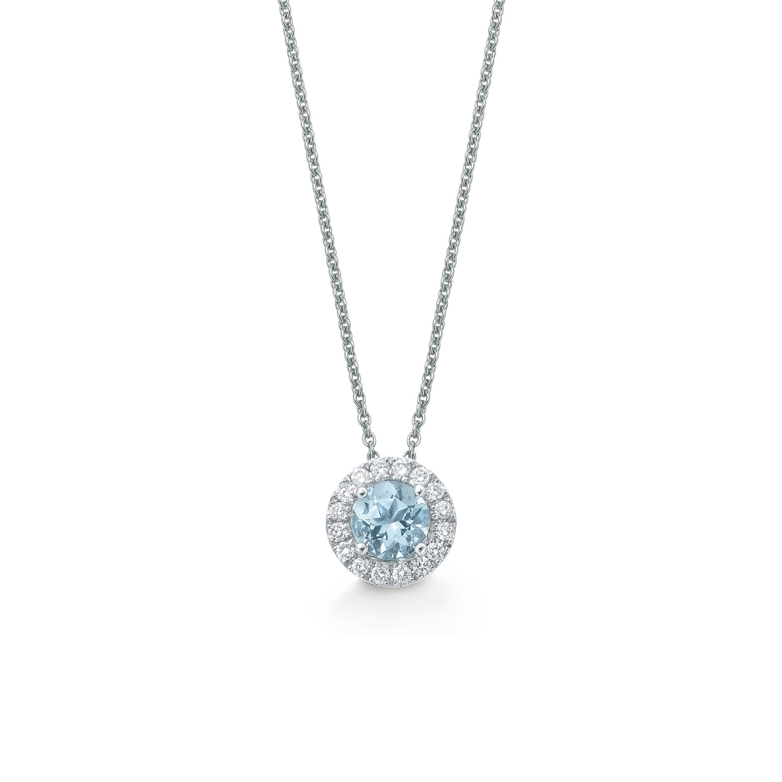 Mappin & Webb Carrington 18ct White Gold Aquamarine Diamond Pendant