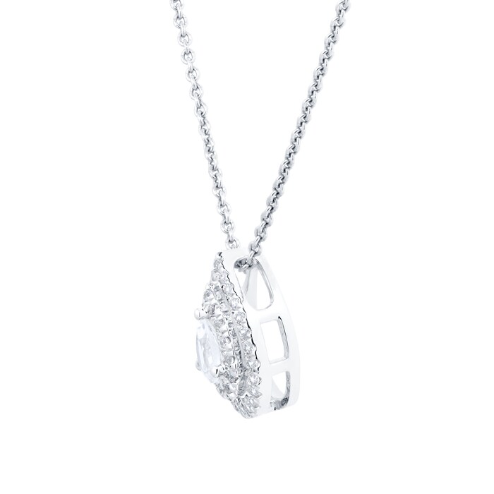 Goldsmiths 9ct White Gold 0.20cttw Diamond Pear Double Halo Pendant