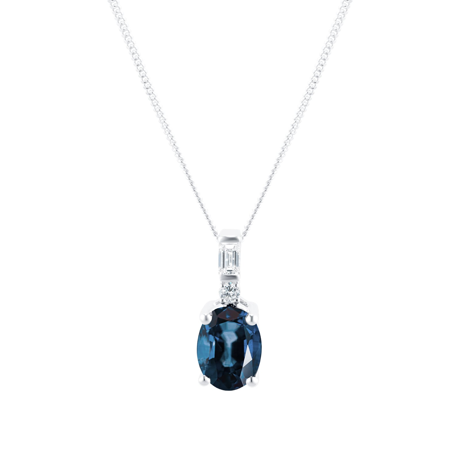 Goldsmiths 18ct White Gold Oval Sapphire 0.05ct Pendant