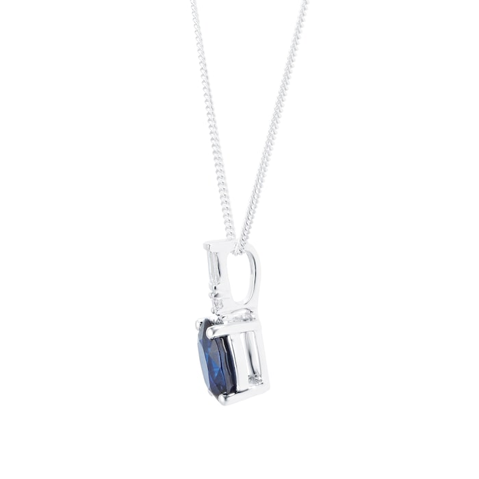 Goldsmiths 18ct White Gold Oval Sapphire 0.05ct Pendant