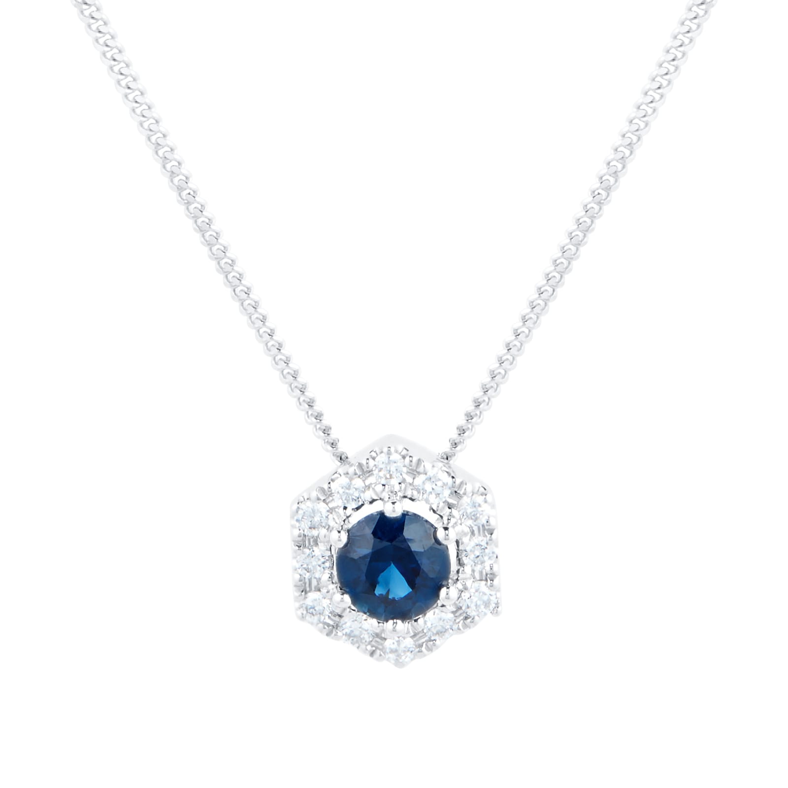 Roberto Coin 18K White Gold Princess Flower Diamond &Amp; Blue Sapphire  Necklace 8882468AWCHXS - Packouz Jewelers