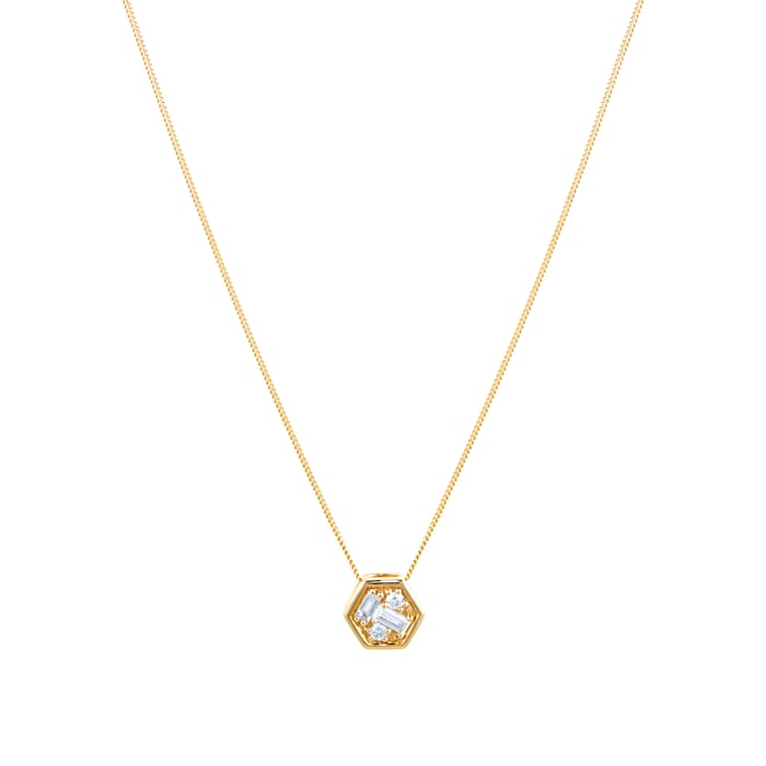 Goldsmiths 9ct Yellow Gold 0.15ct Mixed Cut Hexagon Pendant