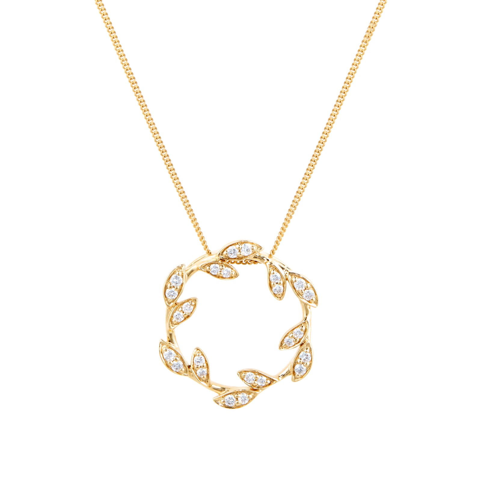 Goldsmiths 9ct Yellow Gold 0.15cttw Open Floral Pendant