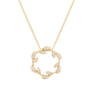 Goldsmiths 9ct Yellow Gold 0.15cttw Open Floral Pendant