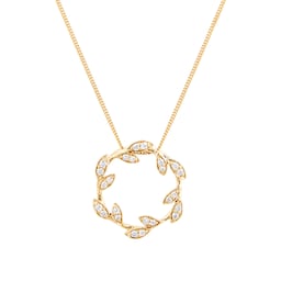 12143397 - 9ct Yellow Gold 0.15cttw Open Floral Pendant