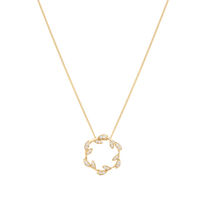 Goldsmiths 9ct Yellow Gold 0.15ct Open Floral Pendant