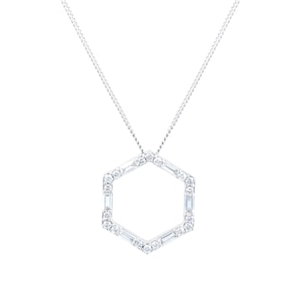 Goldsmiths 9ct White Gold 0.25ct Open Hexagon Pendant Goldsmiths 9ct White Gold 0.25ct Open Hexagon Pendant