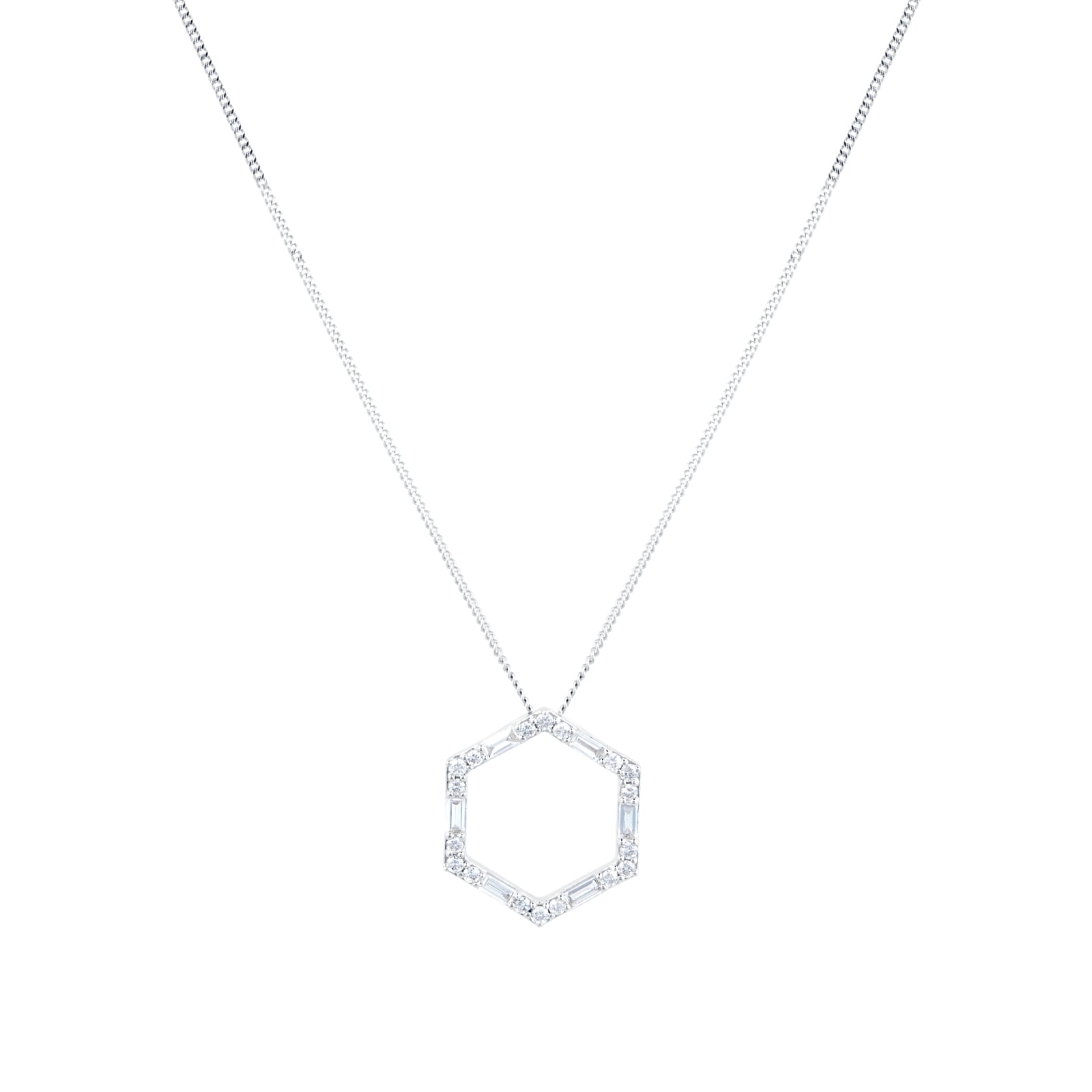 Goldsmiths 9ct White Gold 0.25ct Open Hexagon Pendant Goldsmiths 9ct White Gold 0.25ct Open Hexagon Pendant
