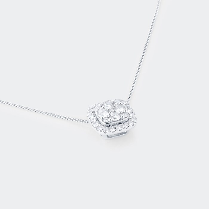 Goldsmiths 9ct White Gold 0.40cttw Cushion Diamond Pendant
