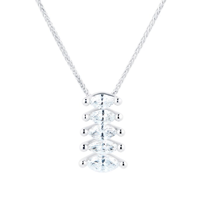 Mappin & Webb 18ct White Gold 1.26cttw Graduated Marquise Cut Diamond Necklace