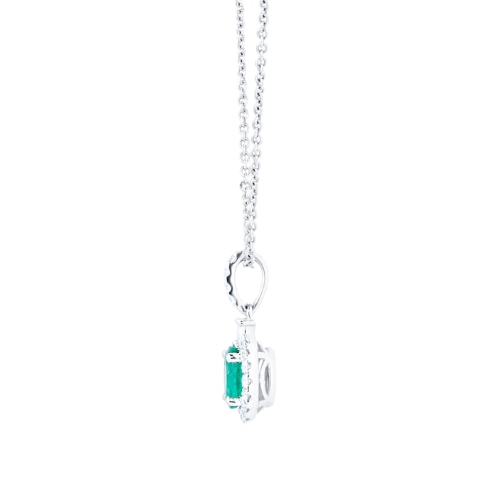 Mappin & Webb 18ct White Gold Emerald & 0.17cttw Diamond Pendant