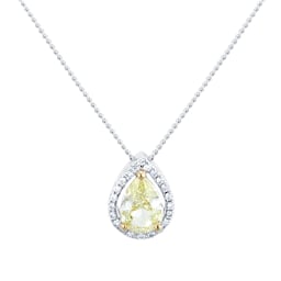 12143428 - 18ct White Gold 0.70ct Yellow Diamond Pendant